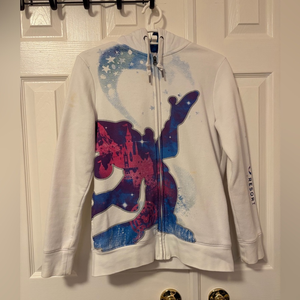 Disney White and Blue Zip-Up Hoodie (M)